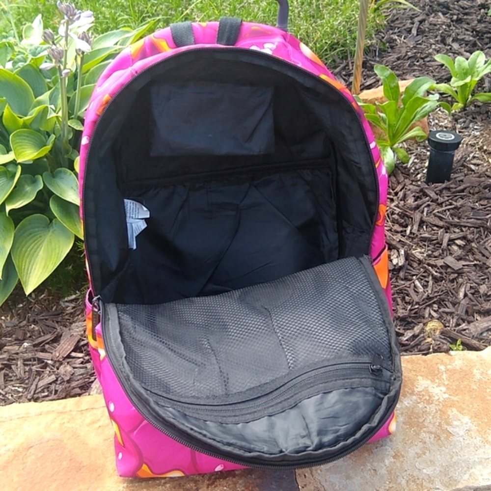 Space Junk Pink Donut Oversized Backpack EUC - Picture 3 of 4